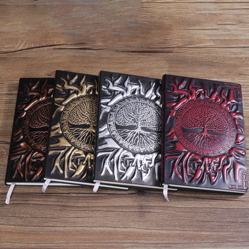Embossed notebook retro PU notepad manual diary business notebook
