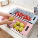 Kitchen Plastic Sink Drain Basket Rack Retractable Tableware Vegetable Shelf Storage Drain Rack