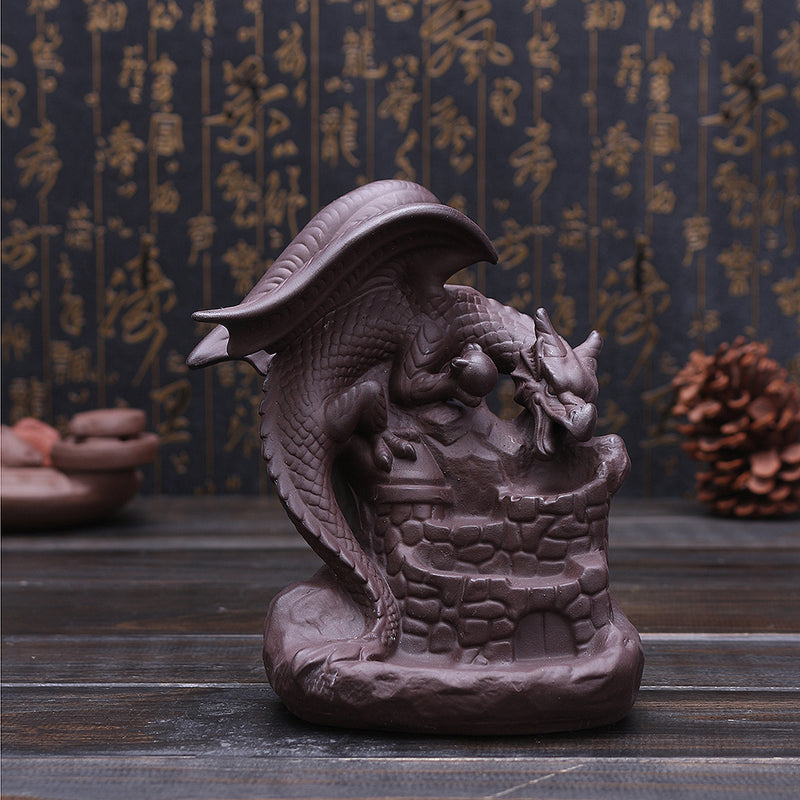 Ceramic Dragon Handicraft Backflow Censer/Holder Incense Burner Home Decor