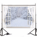5x7FT Vinyl Winter Window Snow Forest Photography Backdrop Background Studio Prop