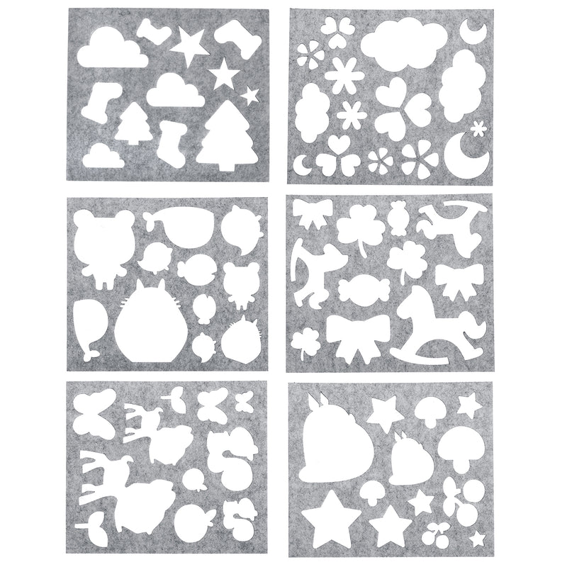 6Pcs Wool Felt Template Mould Needles Tool Set Yarn Needle Felting Mould Mat DIY Materials Doll Beginner Craft