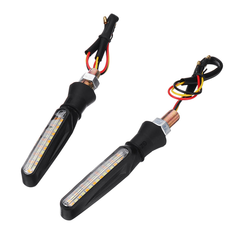 4pcs 15LED Flowing Turn Signal Lights Indicators White&Amber Blinker Motorcycle Universal