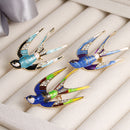 Elegant Swallow Bird Brooch Pins Colorful Enamel Rhinestone Ethnic Brooches Costume Jewelry