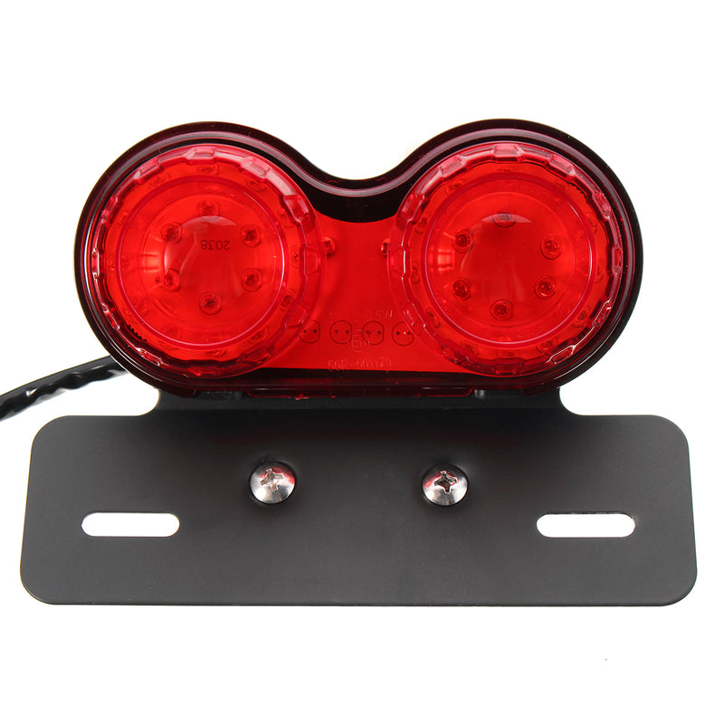 LED License Plate Brake Tail Turn Signal Dual Light For Motorcycle Bobber Cafe