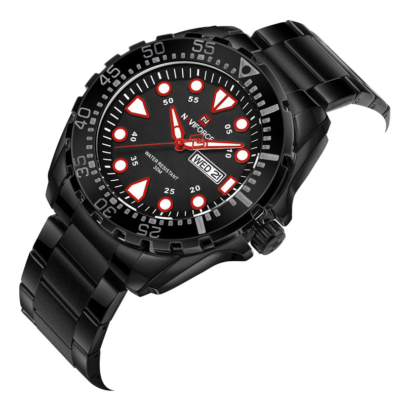NAVIFORCE 9105 Business Style Male Wristwatch Stainless Steel Analog Quartz Watch