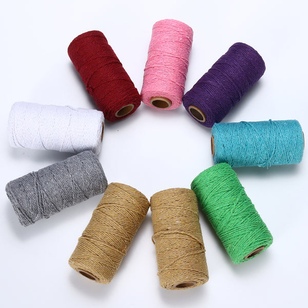 2MM Macrame Rustic Rope Colorful Cotton Twisted Cord String DIY Wedding Decor Supplies