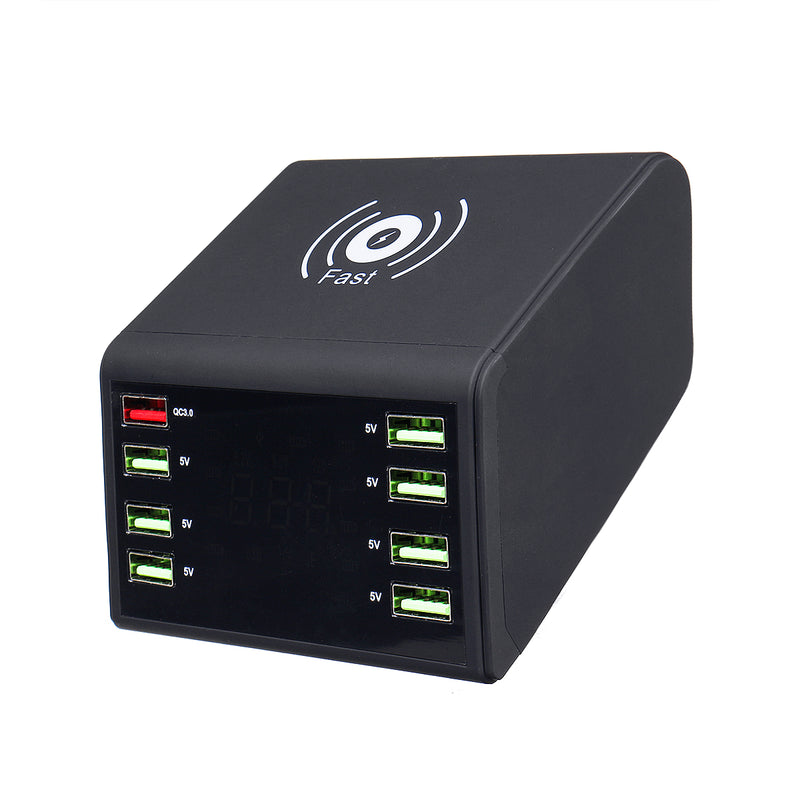 8 USB Port QC 3.0 Charger Dock Stand Station for Multiple Devices with for Phone Wireless Fast Charging
