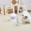 Loskii Pet Laser Cat Toys Feather Ribbon Laser Electric Cat Toy Turntable USB Charging