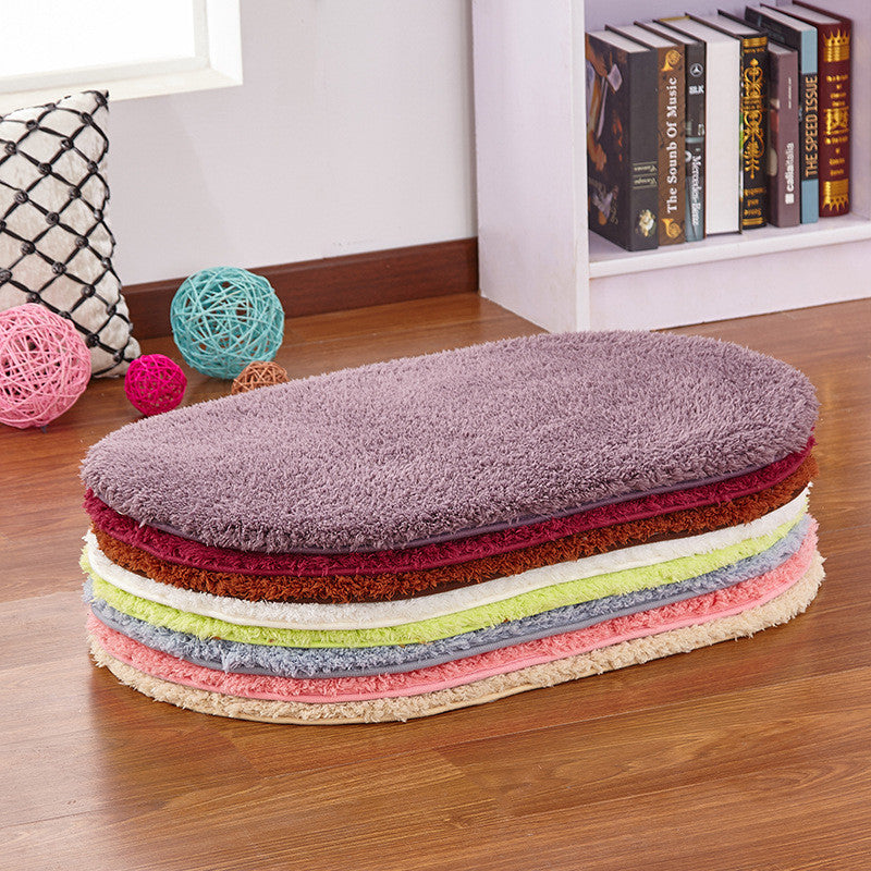 Mrosaa Soft Bath Mats Bedroom Bathroom Carpet Plush Mat Slip-Resistant Pad Oval Doormat Water Absorption Floor Mat