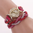 DUOYA D014 Rhinestones Elegant Ladies Watch Leather Strap Bracelet Watches