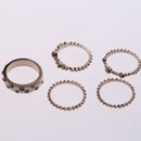 Rose Gold Stackable Ring Set Metal Geometric Rhinestone Inlay Ring