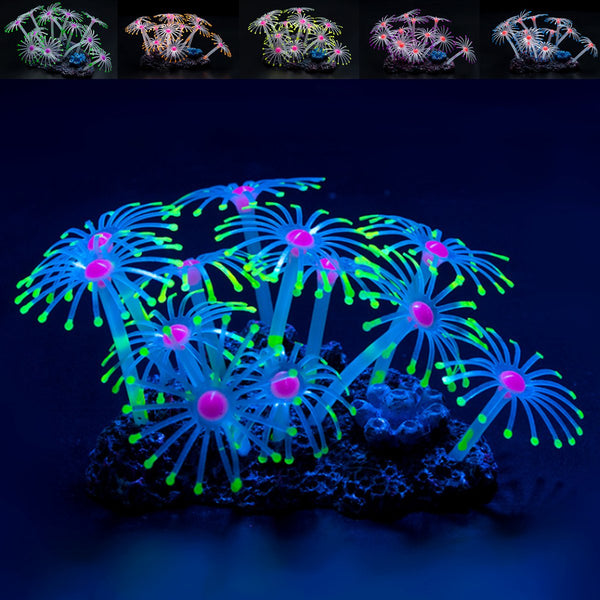 Fluorescent Silicone Aquarium Coral Plant Water Aquatic Fish Tank Ornament Decor Decorations