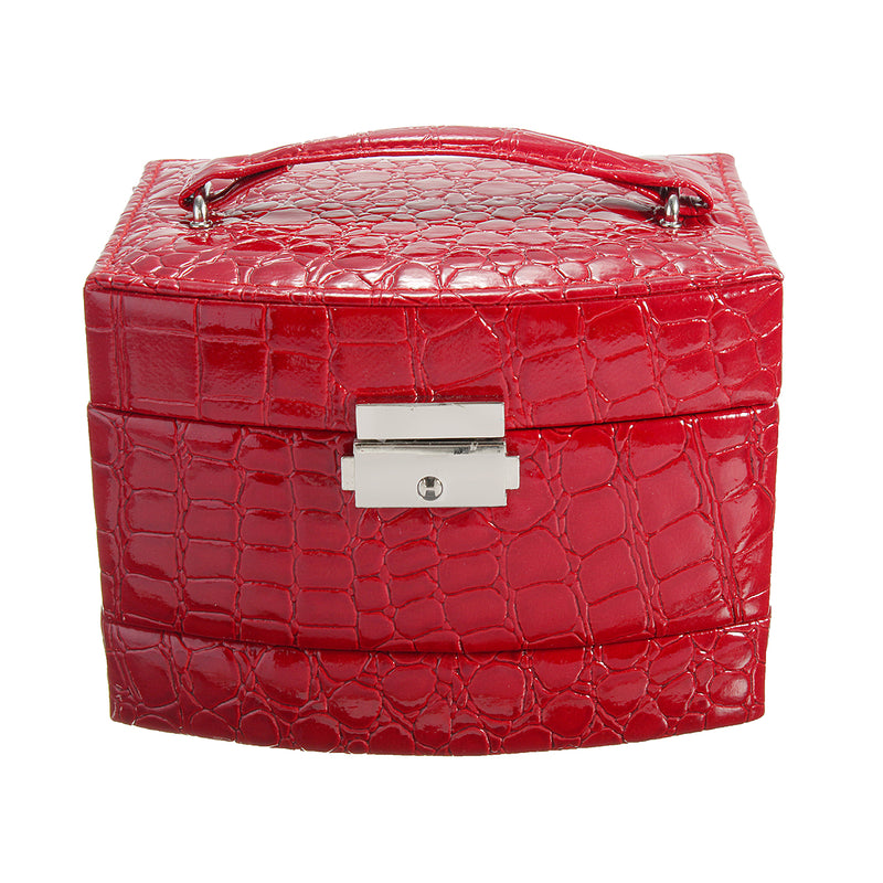 Leather Jewelry Box Storage Organizer Necklace Bracelet Ring Earring Case