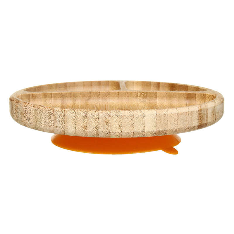 Baby Bamboo Suction Bowl Plate and Matching Spoon Set Kids Put Feeding Bowl