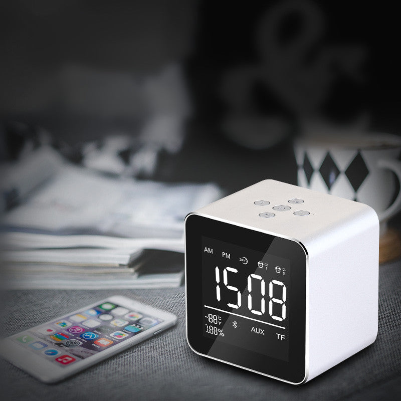 YAyusi V9 Mini Wireless bluetooth Speaker LED Mirror Alarm Clock FM Radio Stereo Bass Speaker