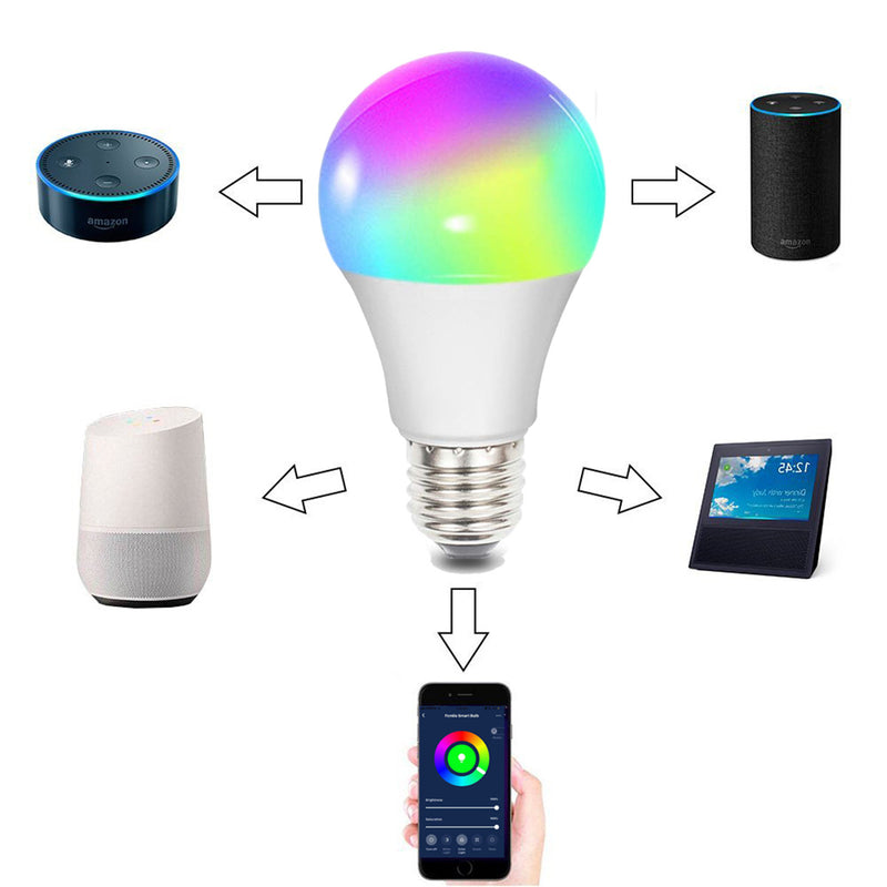 Fcmila E27 E26 B22 E14 GU10 10W Wifi Smart Bulb RGBW Smart APP Control LED Light Work With Siri Alexa AC85-265V