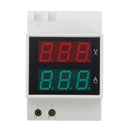 AC 80-300V Din Rail AC LED Dual Display Volt Meter Ammeter Voltage Ampere Gauge