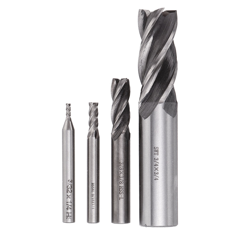 3/4 3/8 3/16 3/32 Inch Imperial Milling Cutter High Speed Steel CNC Cutter Spiral End Mill