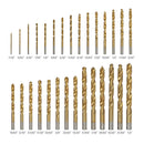 Drillpro 29Pcs 1/16 to 1/2 Inch Titanium Coated HSS Twist Drill Bit Set with Plastic Box for Wood Plastic Aluminum Copper