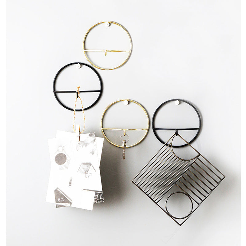 Wall Hooks Wrought Iron Geometric Hanger Hook Wall Hanging Bedroom Clothes Jewelry Home Decoration
