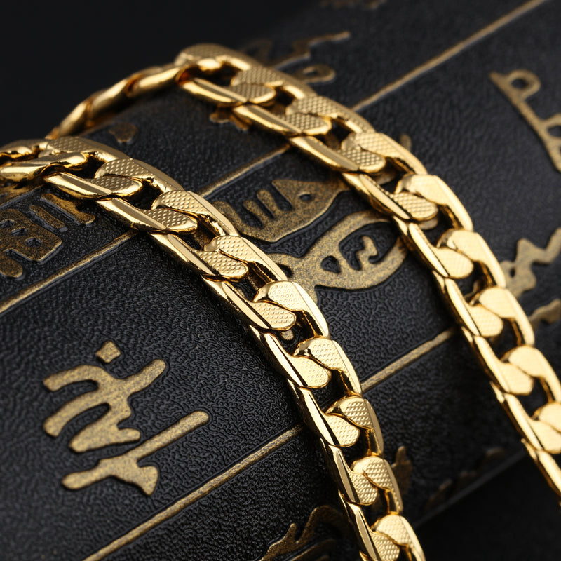 18K Gold Men's Twisted Sheet Plating Thick Single Chain Necklace