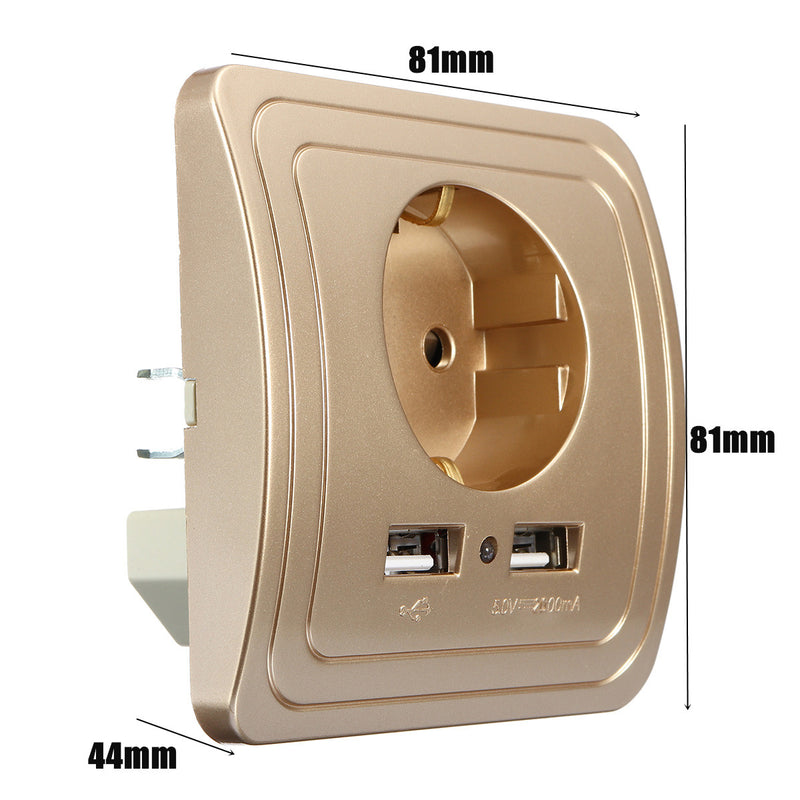 Excellway 1.5A/2A Dual USB Ports Wall Charger Power Adapter Socket Outlet Panel EU Plug Mount
