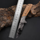 LAOTIE 160mm Folding Knife Wooden Handle EDC Tactical Multifunctional Tools Portable Hiking Knife