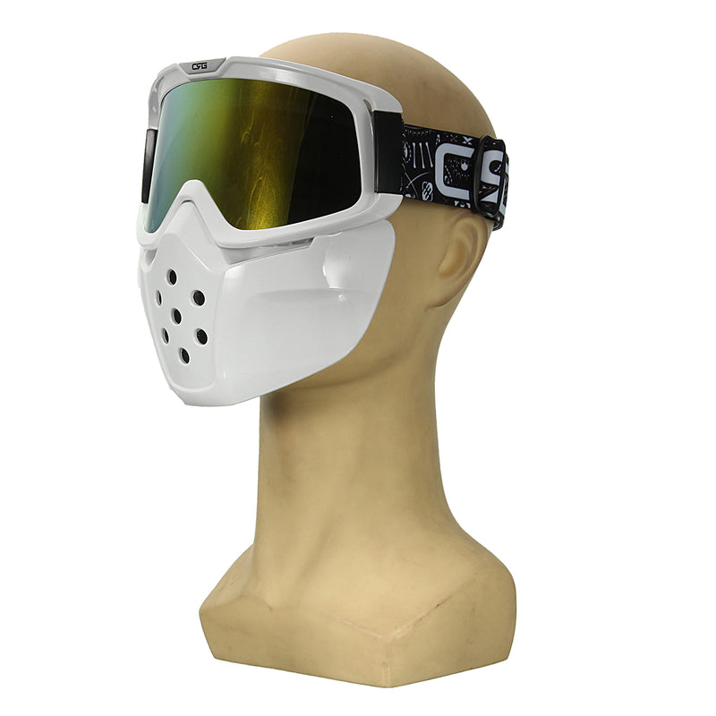 Detachable Modular Face Mask Shield Goggles Riding Motorcycle Helmet Yellow Lens