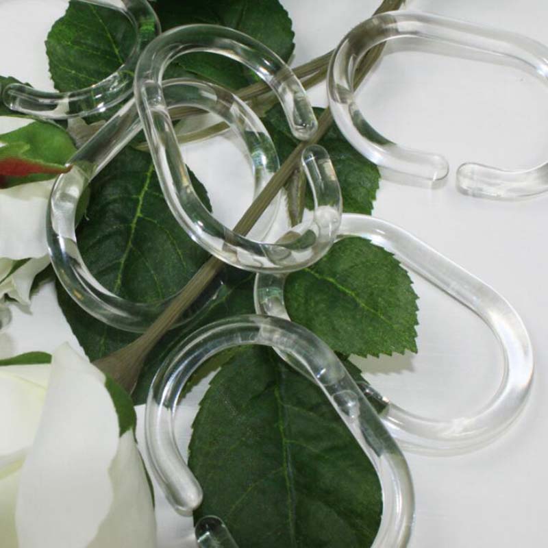 12Pcs Shower Curtain Hooks Plastic Bathroom Shower Curtain Rings Deformable Hanging Hook