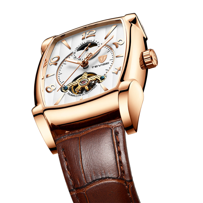 TEVISE T802B Business Style Men Wrist Watch Moonphase Date Display Automatic Mechanical Watch