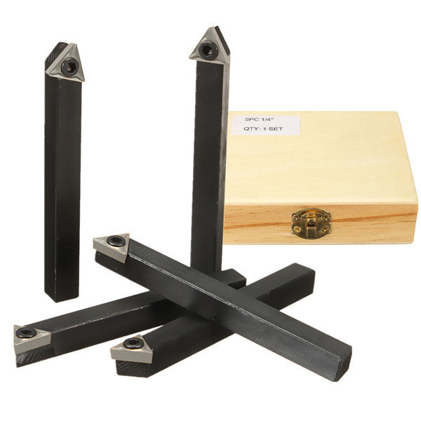 5pcs 1/4 Inch Shank Lathe Indexable Turning Tool with TCMT0902 Inserts