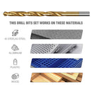 Drillpro 29Pcs 1/16 to 1/2 Inch Titanium Coated HSS Twist Drill Bit Set with Plastic Box for Wood Plastic Aluminum Copper
