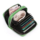 High Quality Genuine Leather Women Double Zipper Around Handbag Card Holder Wallets Coin Purse
