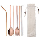 Portable Reusable Stainless Steel Coffee Tea Milk Drinking Straw Cleaning Brush Fork Spoon Box Set