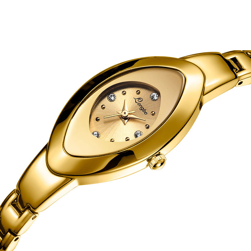 LONGBO 80460 Simple Crystal Dial Waterproof Elegant Crown Fashion Ladies Dress Women Full Steel Quartz Watch