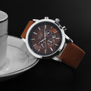 CHRONOS Casual Style Calendar Men Wrist Watch False Small Dials Leather Strap Quartz Watch