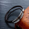 Titanium Steel Men's Feather Multi-layer Stainless Steel Braided Leather Bracelet