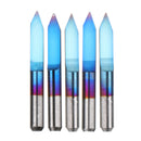 Drillpro 10pcs 0.1/0.2/0.3/0.4/0.5mm 45 Degree Flat Bottom PCB Engraving Bit Blue NANO Coated Carbide CNC Router Tool
