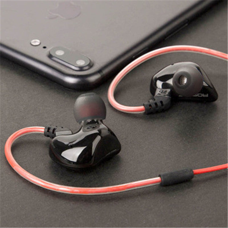 Music Wired Control Earphone Dual Dynamic Drivers HIFI Bass Sound In-ear Sport Earphone With Mic