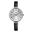 SKMEI 1184 Simple Design Ladies Wrist Watch Genuine Leather Strap Quartz Watches