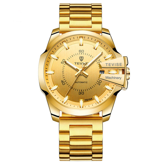 TEVISE T814 Luminous Display Business Style Men Watch Full Steel Automatic Mechanical Watch
