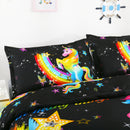 3 PCS Bedding Sets 3D Animal Unicorn Printing Quilt Cover Pillowcase For Queen Size