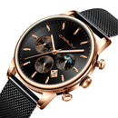 CRRJU 2266 Fashion Full Steel Mesh Calendar Chronograph 24hours Men Quartz Watch