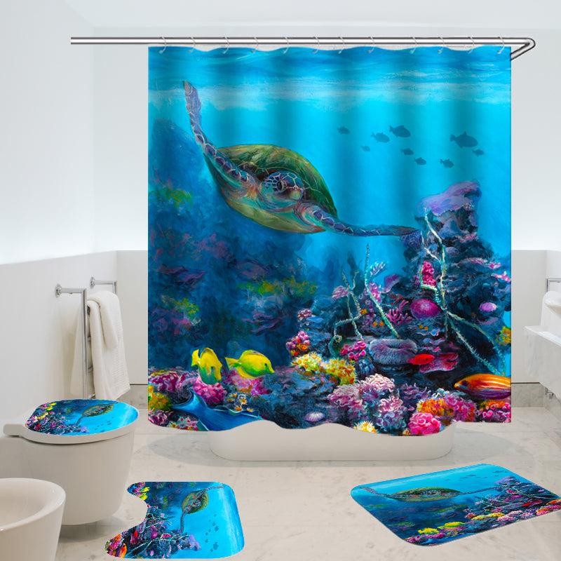 Sea Turtle Waterproof Shower Curtain Home Bathroom Curtains Polyester Fabric Bath Curtain