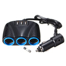 3.1A 12V/24V Car Charger 3-Socket Cigarette Lighter with USB ports Adapter 120W