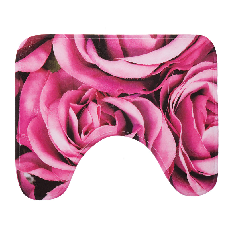 3PCS Bathroom Non-Slip Carpet Pedestal Rug Lid Toilet Cover Bath Mat