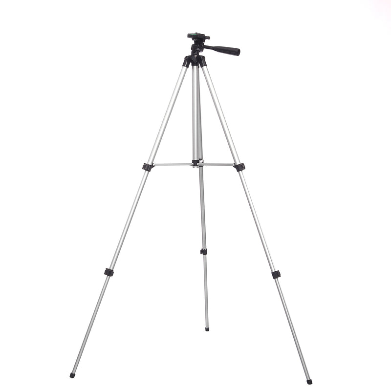 Silver 1.3m 3 Sections Adjustable Aluminum Alloy Tripod Phone Holder With Phone Clip For iPhone Samsung Huawei Xiaomi