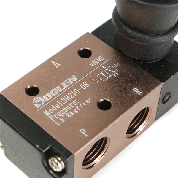 3 Way 2 Position 1/4 Inch Hand Lever Operated Pneumatic Valve Air Control 3H210-08