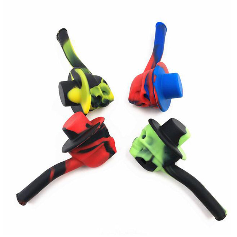 Silicone Smoking Water Pipe Skull Head Shape Mini Pipes Weed Hand