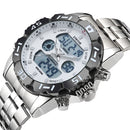 STRYVE S8011 Chronograph Alarm Calendar Stainless Steel Sport Dual Display Digital Watch